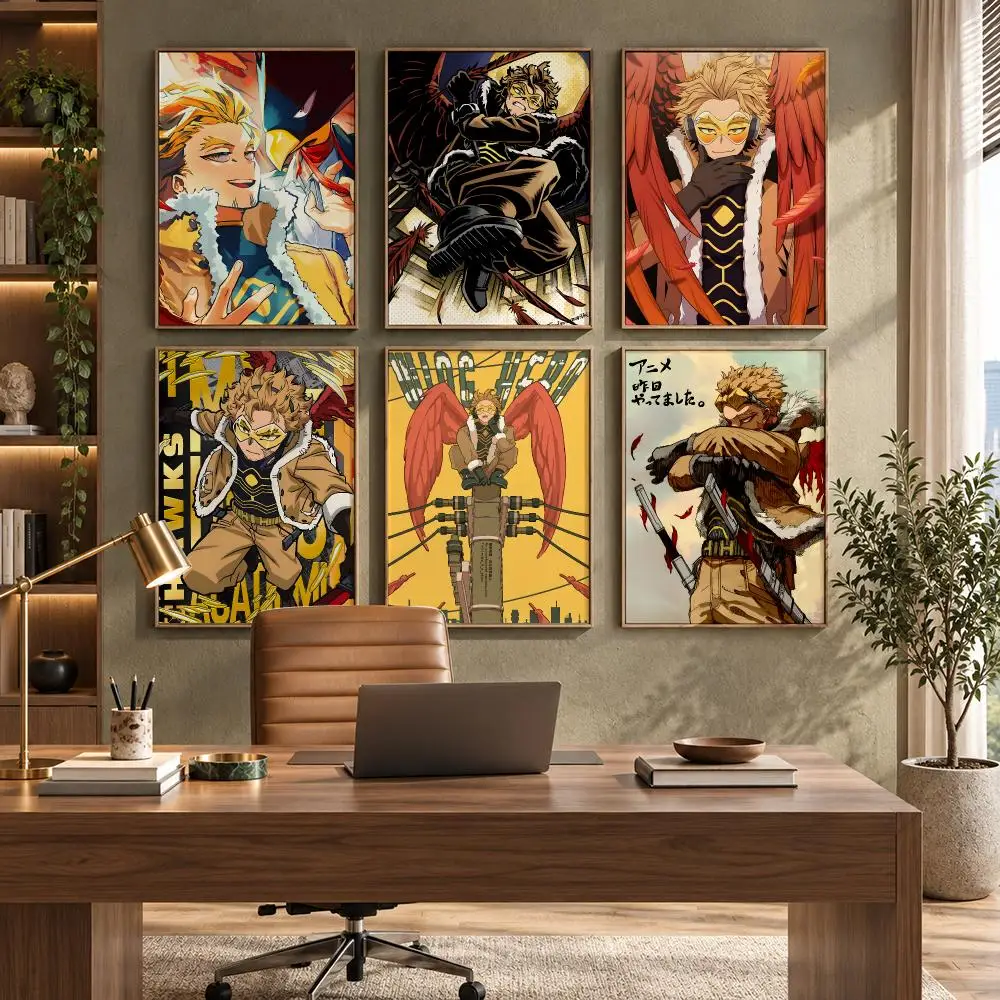 Anime M-My Hero Academia H-Hawks Poster HD Waterproof Wall Decal for Study, Living Room & Garage, Great Gift for Fans