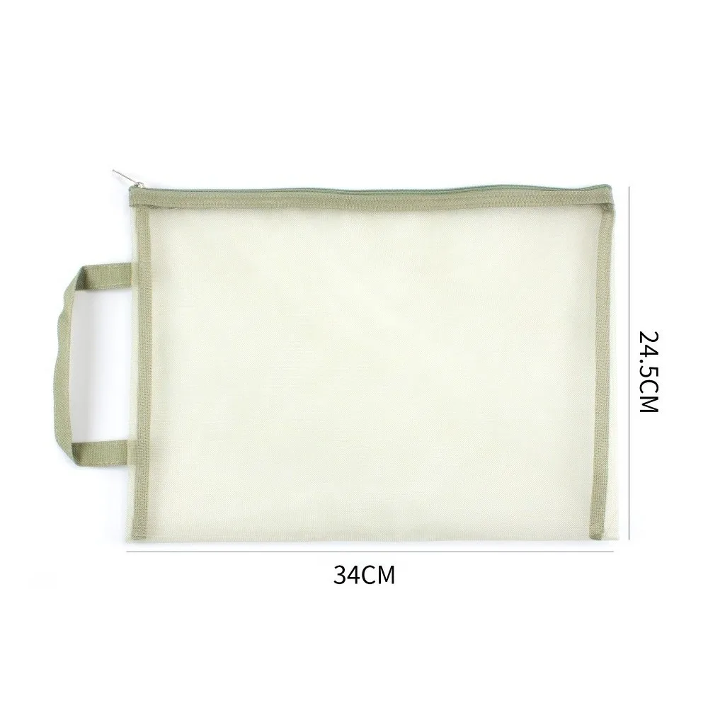 New Nylon Mesh Zip Bag A4 Zipper Closure File Storage Bag Transparent Dust Resistant Document Storage Bag Office Supplies