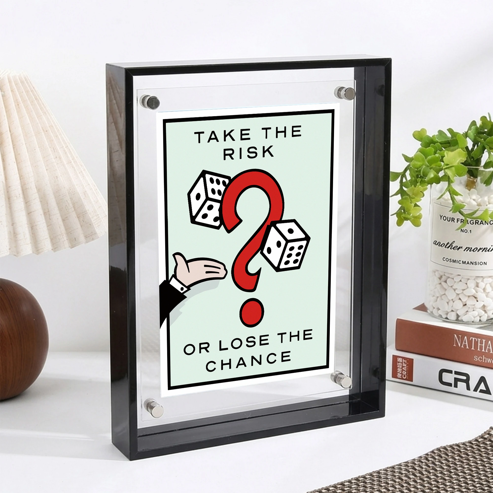 Acrylic Take The Risk Quotes Poster Frame For Wall Decorative Home Living Room Bedroom Decorative Square Rectangle Picture Frame