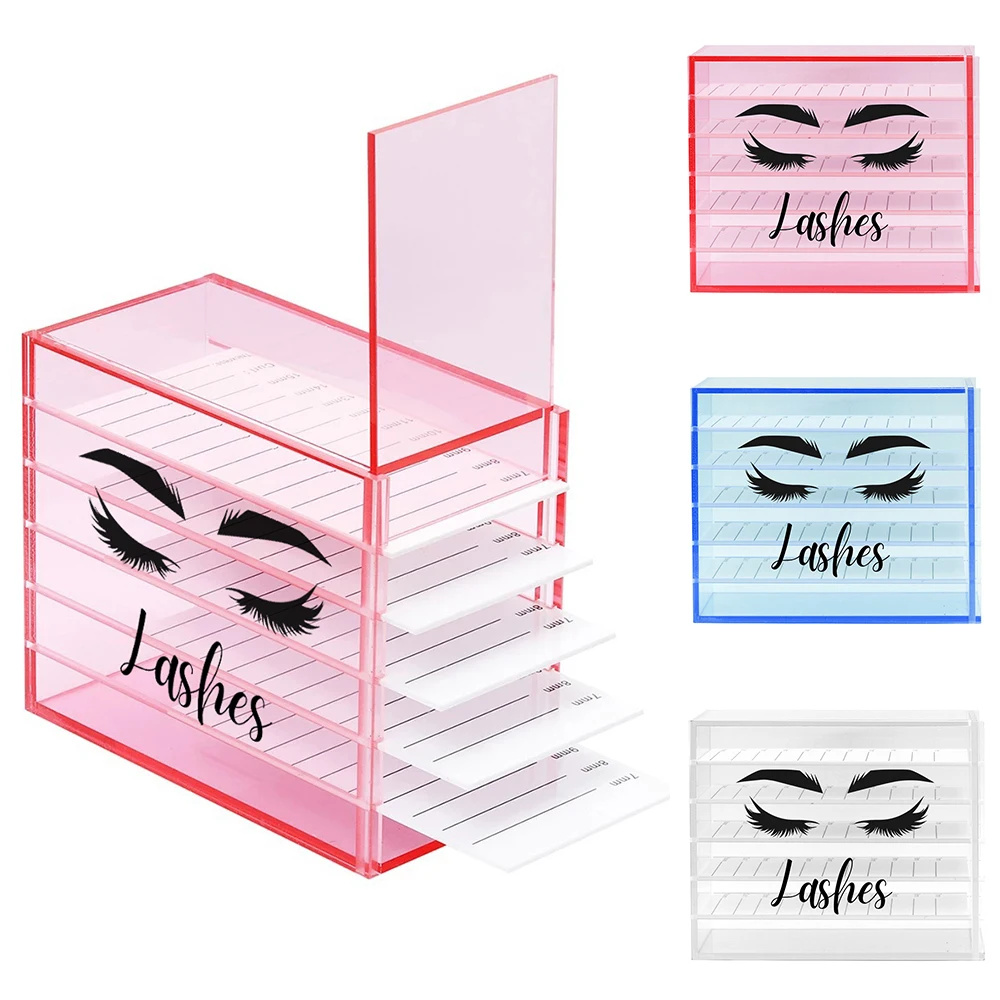 False Eyelashes Display Storage Box With Design 5 Layers Red/Transparent Acrylic Lash Tray Pallet Lash Artist Aecessaries Tools