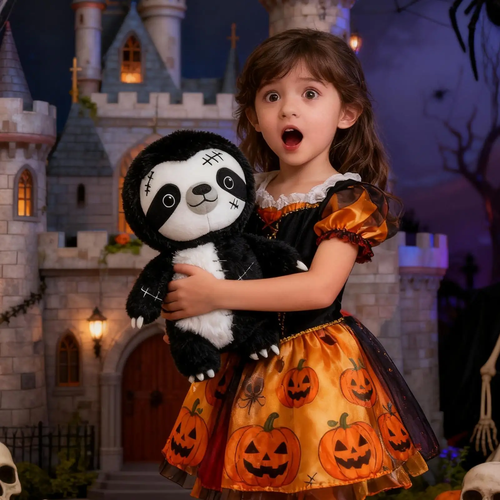 Gevulde luiaard 11 inch Halloween-pop pluche zachte dierenpop voor tieners volwassenen verzamelaars slaapkamer woonkamer studeerauto slaapbank