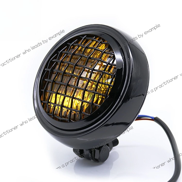 

New 4 Inch Retro Aluminum Headlights with Grid Applicable To Yamaha Honda 12V Motorcycle Headlights