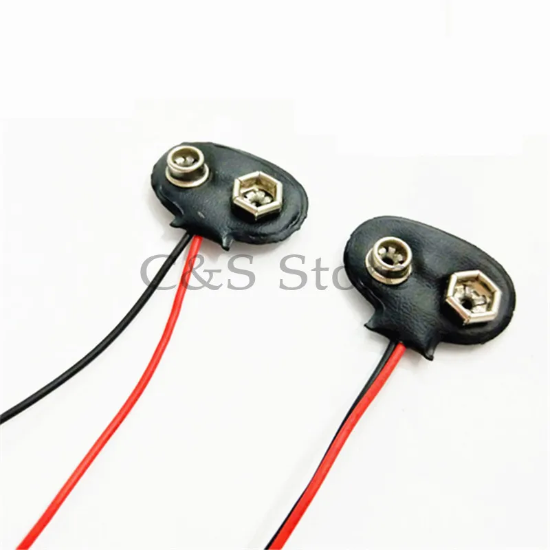 10Pcs 15cm Black Red Cable Connection 9V Battery Clips Connector Buckle T type / I type