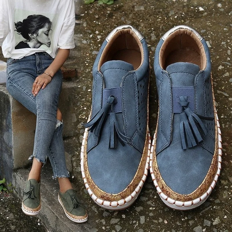 2020 Casual Leather Loafers Casual Shoes Women Slip-On Sneaker Comfortable Loafers Women Flats Tenis Feminino Zapatos De Mujer