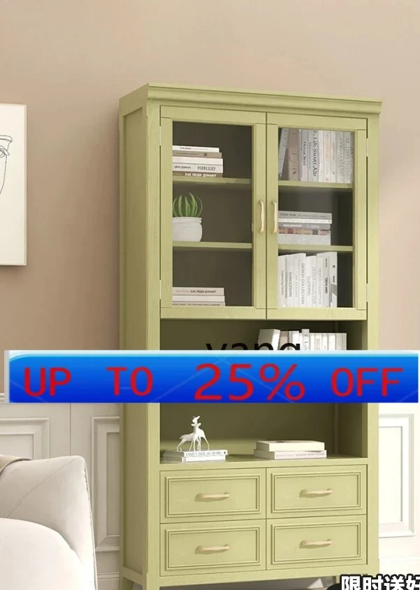 

LH Mustard Green High Magazine Cabinet Minimalist Style TV Wall Cabinet Wall with Door Storage