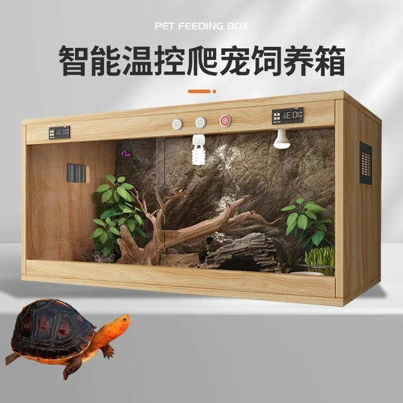Tortoise climbing pet feeding box, half-water turtle villa house, lizard palace constant temperature smart box