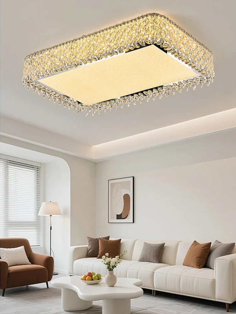 Round K9 Crystal Round Ceiling Light Mirror Stainless Steel Dimmable Modern Room Decor Lamparas De Techo Luxury Lighting