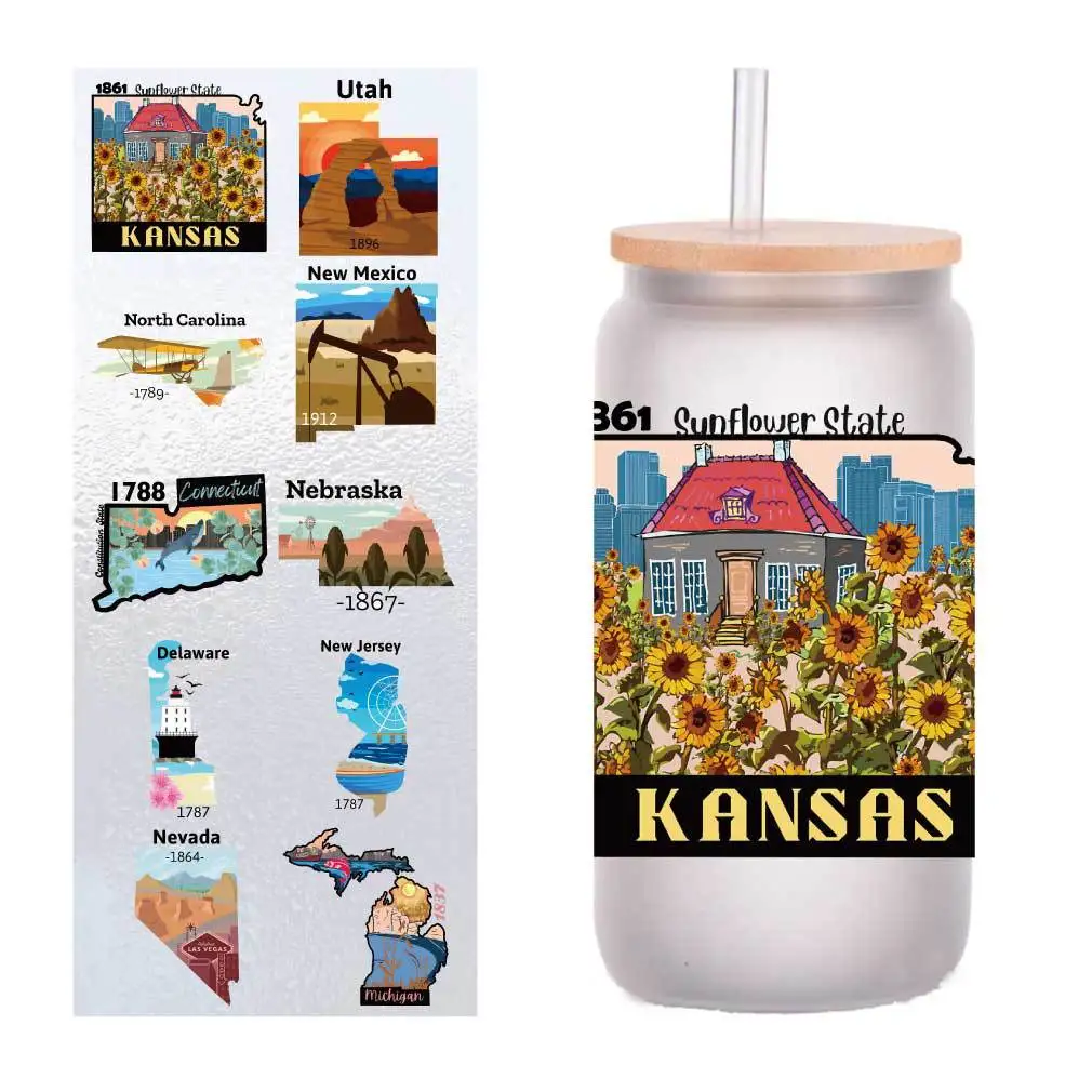 

10 sheets/pack of four-inch cartoon geographic style graffiti UV transfer stickers crystal label glass glass sticker set