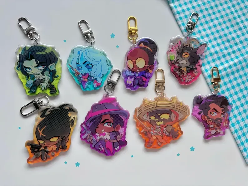 Wave 2 Character Acrylic Bag Charms, Victor Vindicta Calico Billy Haze Wraith Seven Mirage, Collectible Keychain Pendant