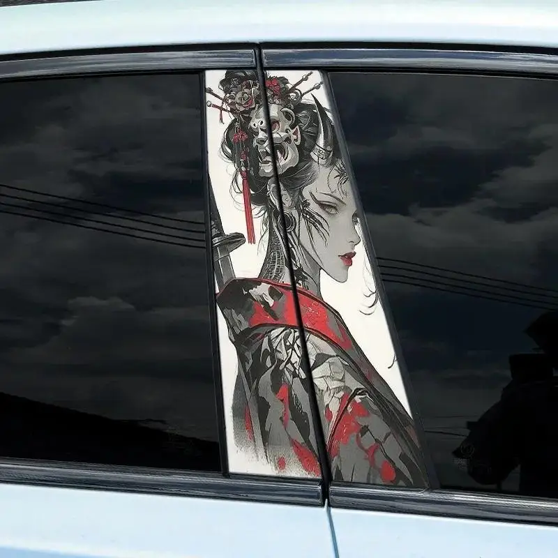 JDM 스타일 Prajina 마스크 패턴 도어 포스트 그래픽 장식 스트립을 사용하는 자동차 스티커