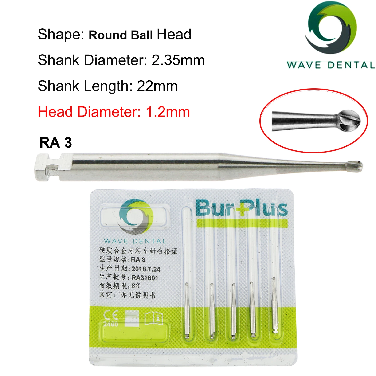 PRIMA WAVE Dental-Wolframkarbid-Bohrer, langsame Geschwindigkeit, rund, RA-Serie für Zahnmedizin, Labor, Klinik, Bohrer für Zahnärzte, 5 Stück/Packung