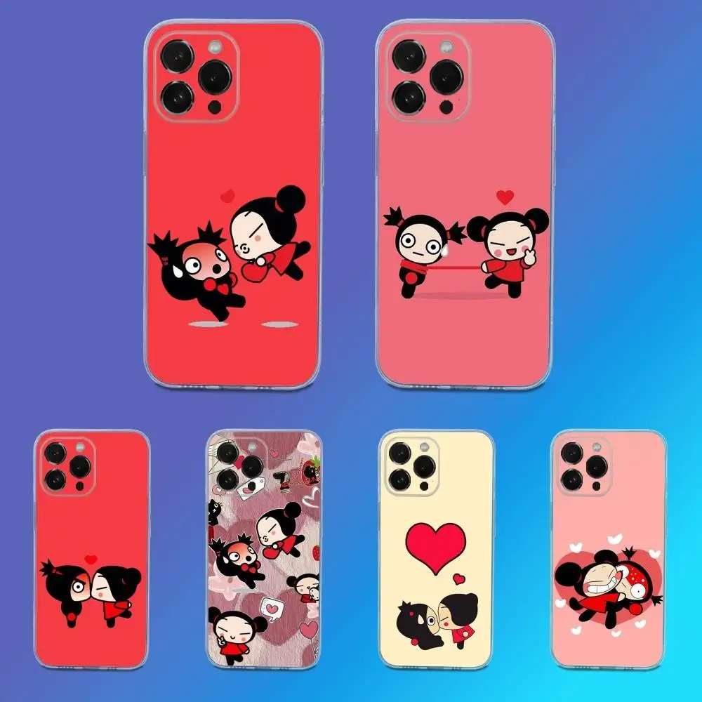

P-Pucca-AS Cartoon G-Garu-US Phone Case For iPhone 16,15,14,13,12,11 Pro,Max,Plus,X,XS,XR,SE,Mini Transparent Silicone Soft