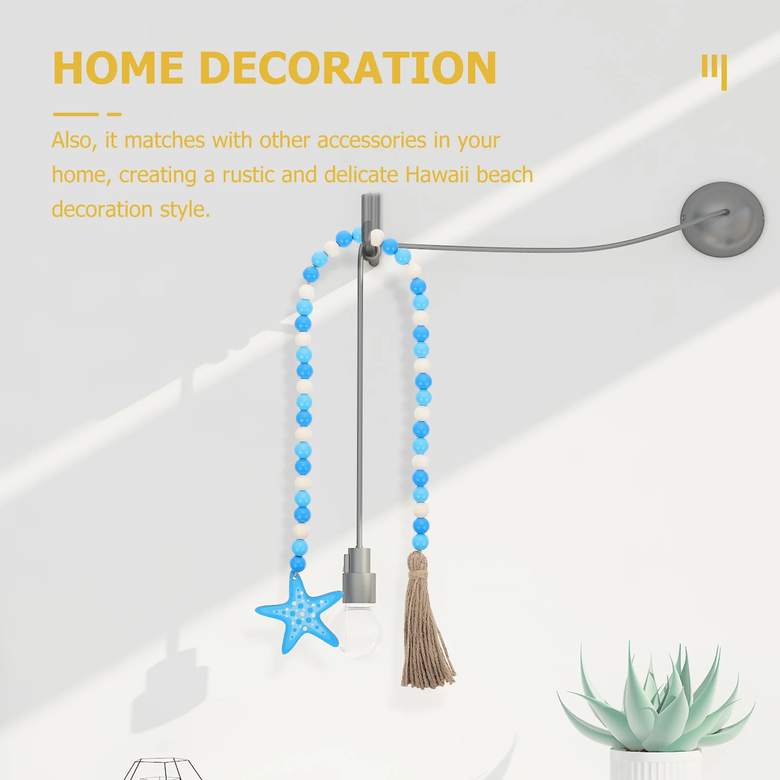 

Hawaii Style Wood Beads String Garland Wooden Beaded Tassel Pendant Rustic Hanging Decor Wall Ornament Beach Theme Home