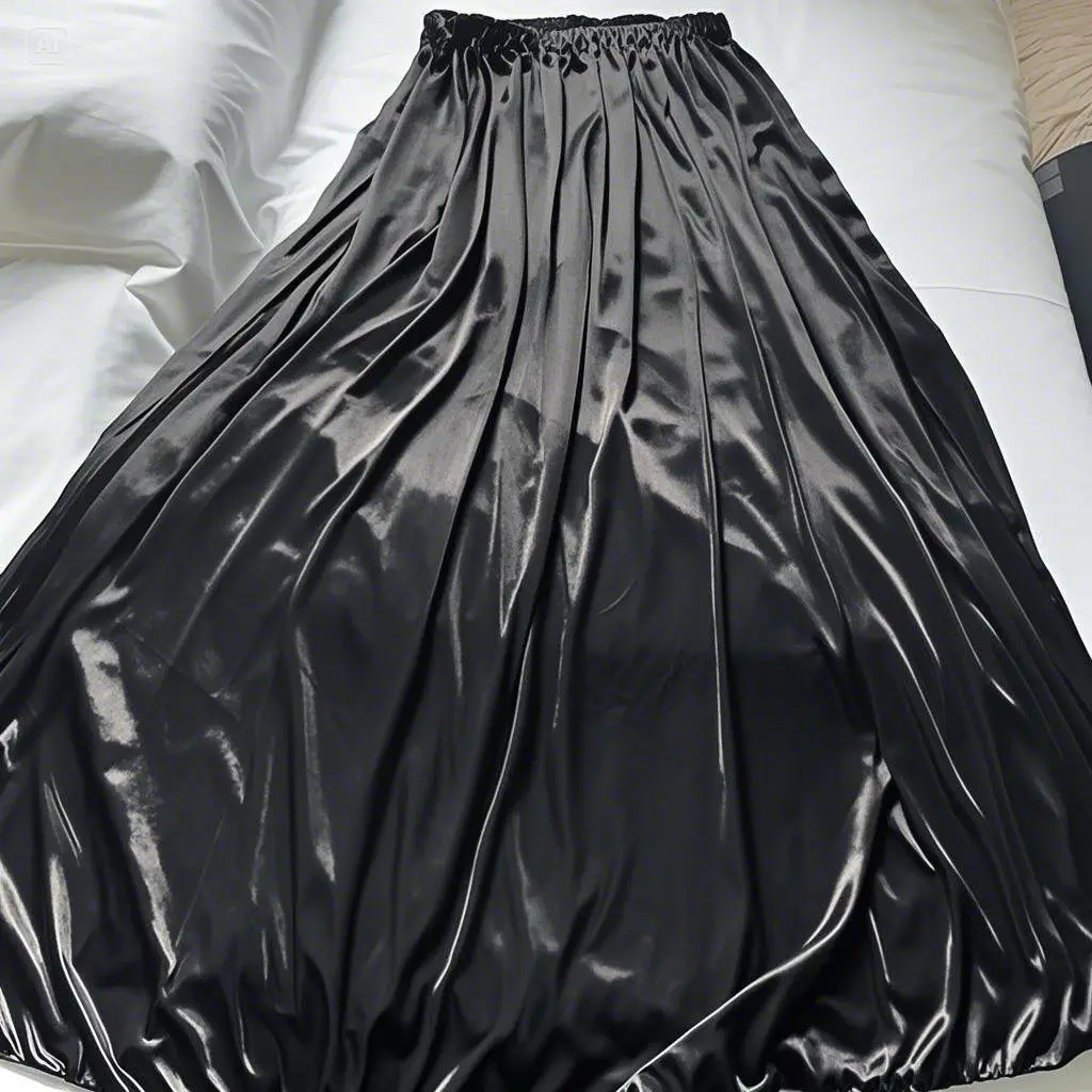 Length 90cm Satin Silk Sexy Women High Waist Maxi Skirt Loose Long Bottoms view 3