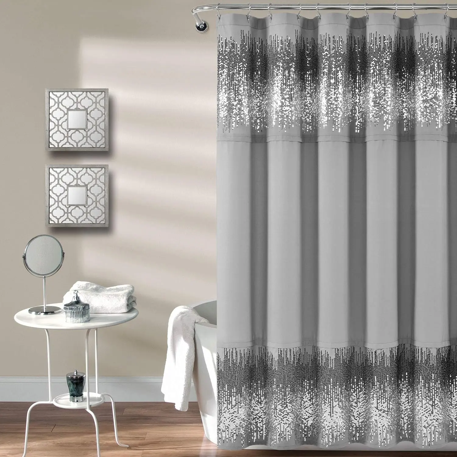 

Shimmer Sequins Shower Curtain 72x70 Inches, Sparkling Bathroom Decor for Modern Homes