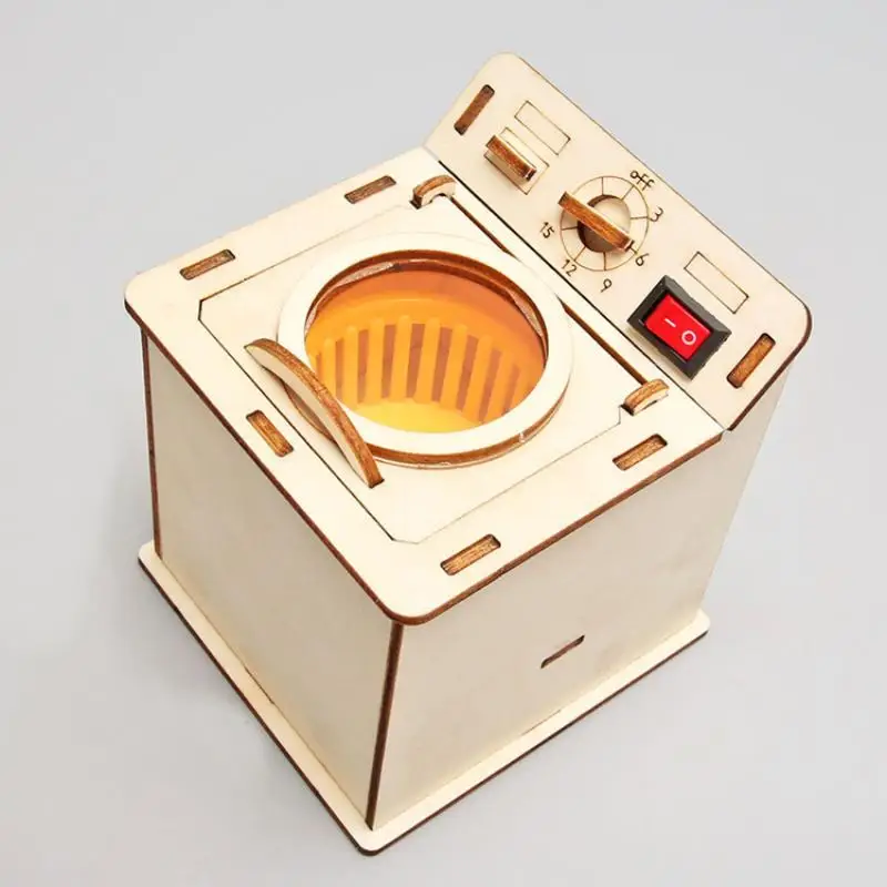 Wooden DIY Washing Machine STEM Science Kit Physical Experiment Educational Model for Kids Intellectual Development