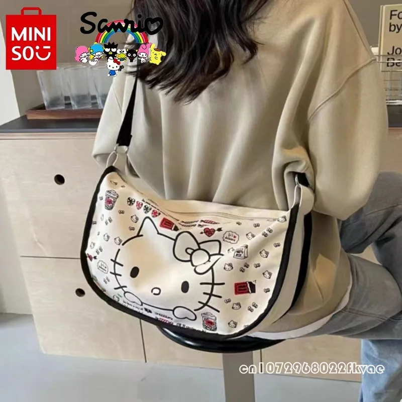 MINISO 2024 New Women's Crossbody Bag Fashionable High Quality Girl Shoulder Bag Cartoon Large Capacity Sports Portable Bag