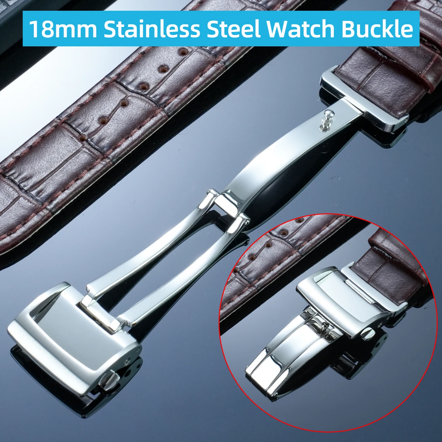 

Высококачественная застежка из нержавеющей стали 18 мм для часов Seiko Premier Series SNP093 SNP096, кожаный ремешок, металлическая складная пряжка, запчасти.