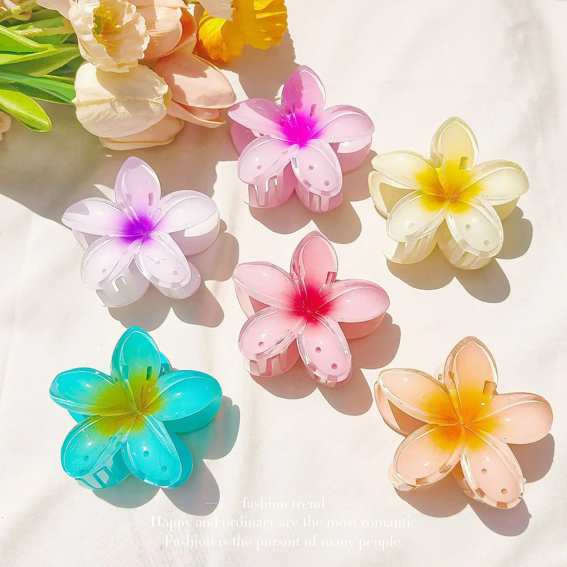 4/8CM Bohemian Beach Vacation Lily Flower Hair Claw Sweet Hair Clip for Women Floral Claws Fashion Girl Accessories Gift