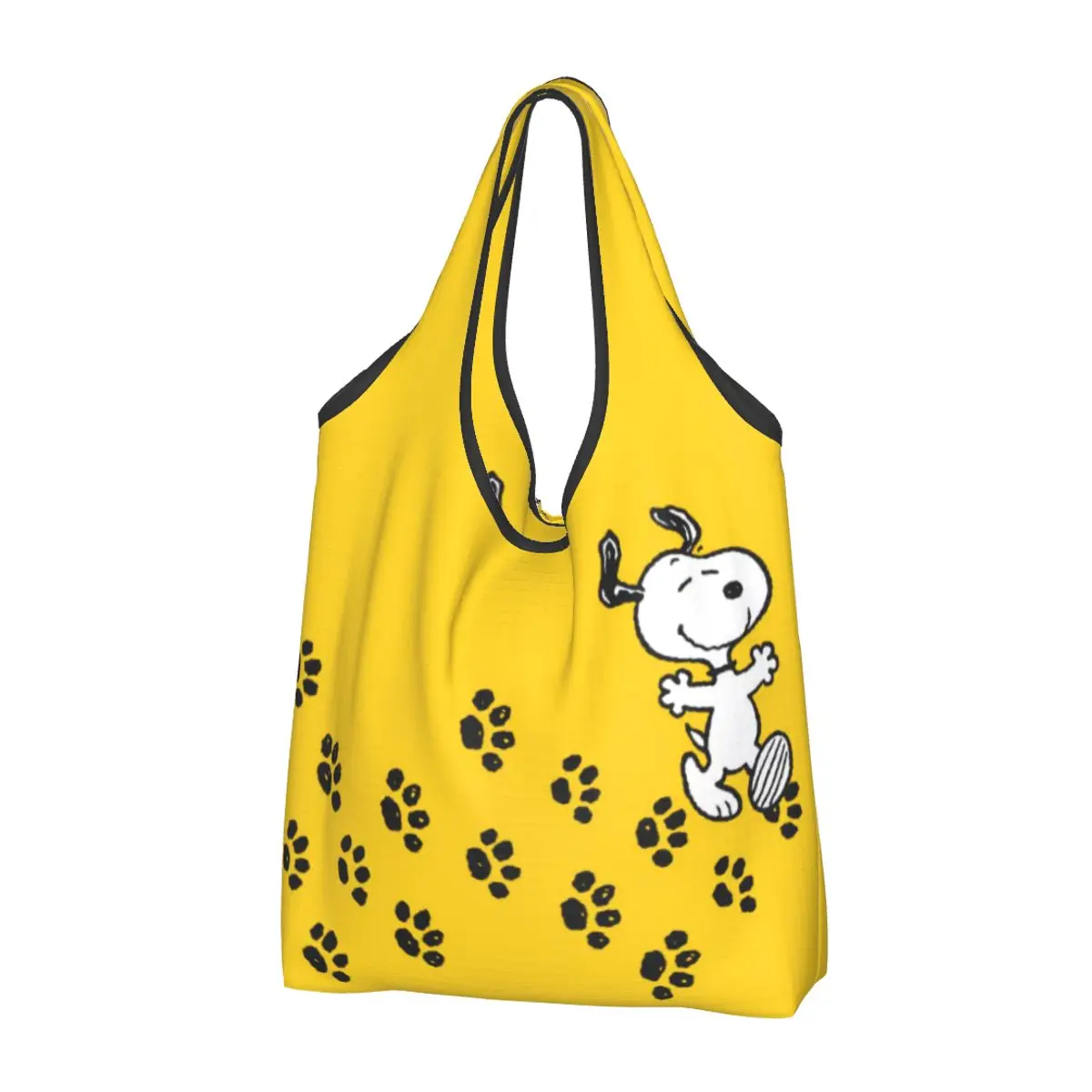 Bolso de compras personalizado con estampado de pata de Snoopys para mujer, bolsa de mano portátil con dibujos animados de cómic, perro, compras