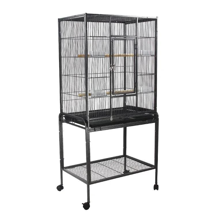 Manufacturer bird cage wholesale medium foldable iron metal cage bird villa breeding big cage with stand and wheels