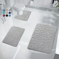 Memory Foam Sponge Pebble Embossed Bath Mat, Quick Absorption And Washable Bath Blanket, Non-Slip Bath Blanket, Washable Carpet