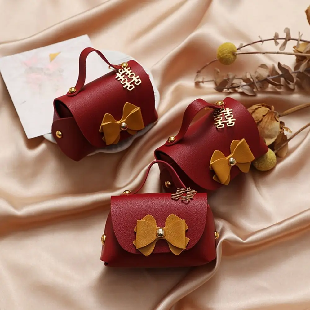 Chocolate Present Box Portable Leather Candy Bags Exquisite Fashion Bowknot Handbag Mini Gift Packing Bag Wedding Decorations