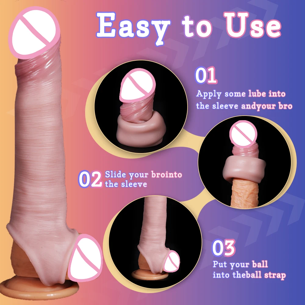 Silicone Penis Sleeve Extender 6cm Realistic Hollow Dildo for Men Reusable Cock Enhancer Ring Large Silicone Condom Male Sex toy