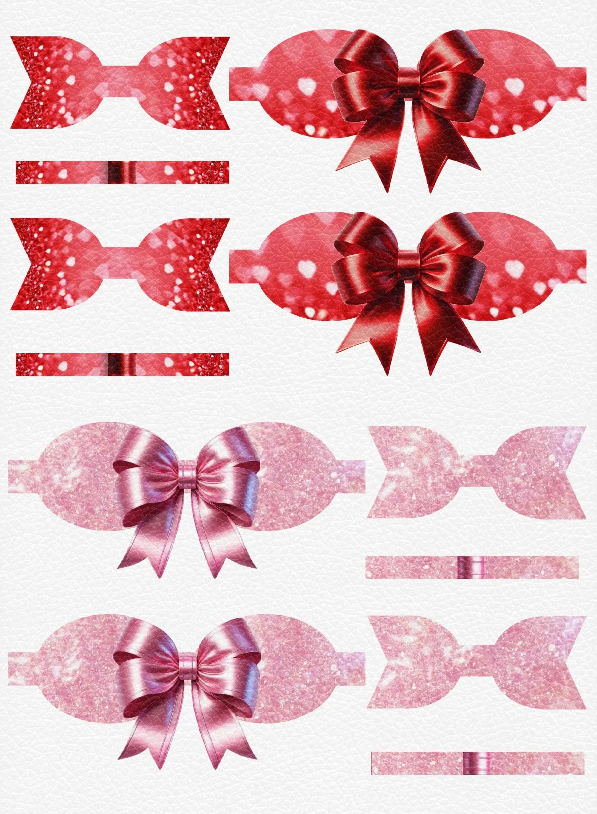 22*30 CM Valentine's Bowknot Shape Printed Faux Leather Sheets Synthetic Lychee Leather Fabric for DIY Earrings Hair Bows Litchi