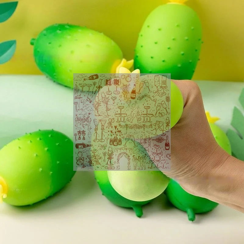 1Pcs Cucumber Stress Squeeze Toys Green Vegetable Fidget Toy Slow Rebound Anxiety Relief Decompression Toys Stress Ball