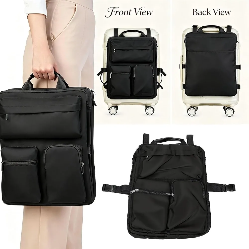 Adjustable Harness Straps Over Luggage Organizer Nylon Multiple Pockets Laptop Sleeve Bag Portable Travel Accessories Case