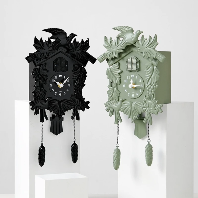 Swinging Wall Clock Creative Cuckoo Hanging Clocks Vintage Children Room Study Plastic Clocks Home Decorative Quartz Clock