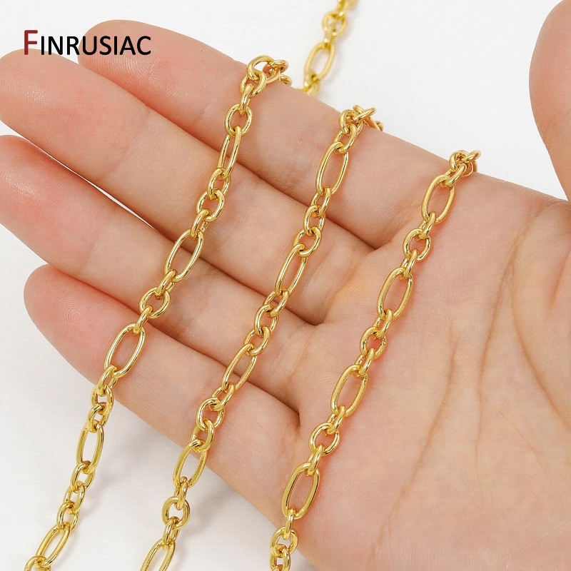 

18-каратное позолоченное латунь 3:1, специальная цепочка Фигаро, высококачественная металлическая цепочка для изготовления ожерелья, браслета, аксессуаров