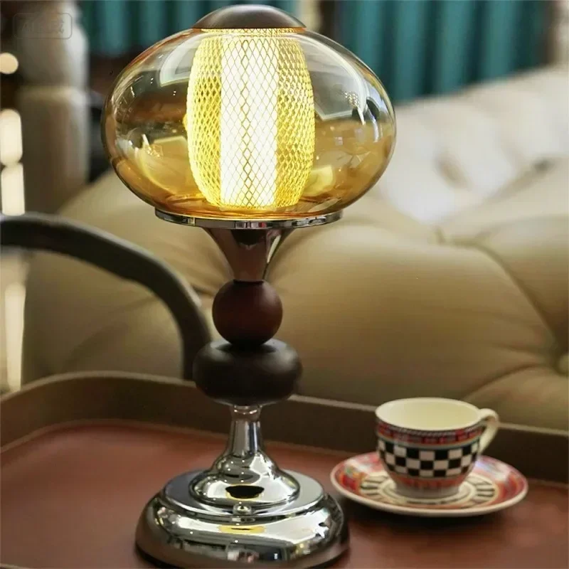 2026 Retro Palace Solid Wood Table Lamp Touch Control Rechargeable Atmosphere Night Light for Bedroom Decor