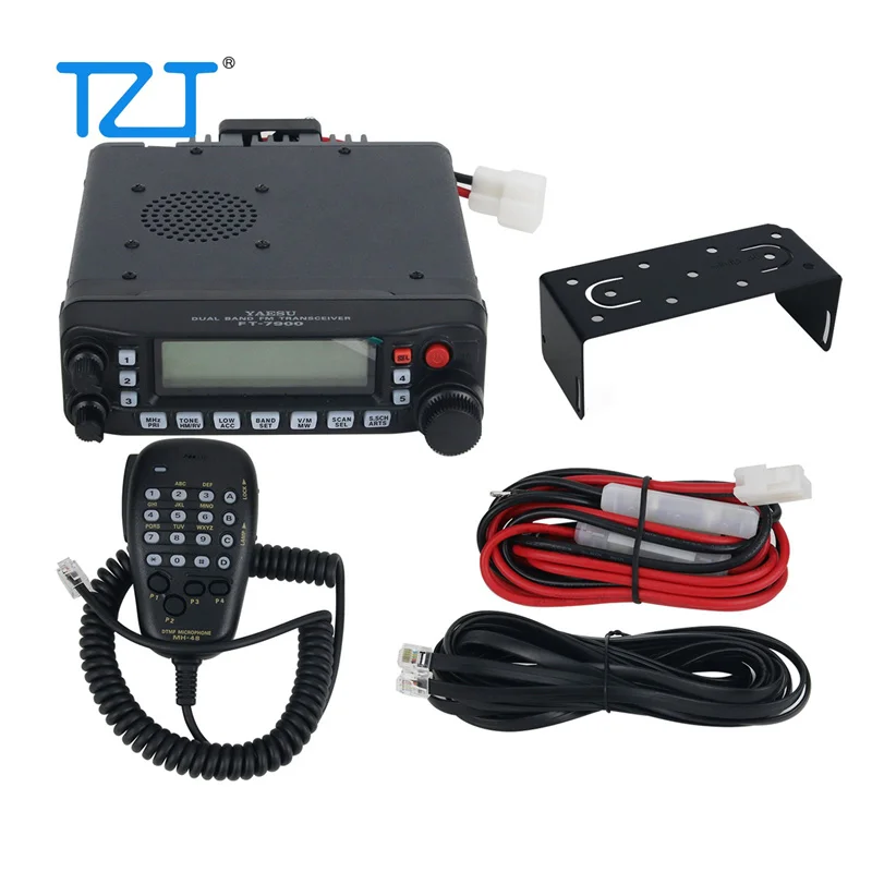 TZT YAESU FT-7900R Dual Band FM Transceiver Mobile Radio UHF VHF 50W Without/With Antenna Feeder Line Clamp