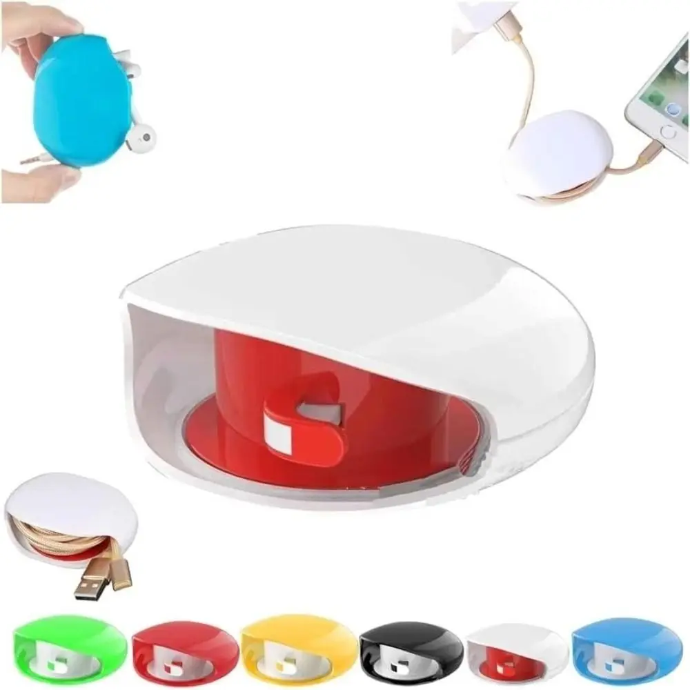 Desktop Organiser Earphone Automatic Retractable Cable Earphone Wrap Retractable Cord Organizer Headphone Cable Storage Box
