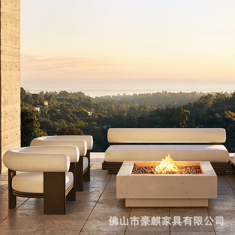 Outdoor aluminum alloy sofa courtyard terrace villa sun room waterproof and sun protection model room outdoor sofa combination