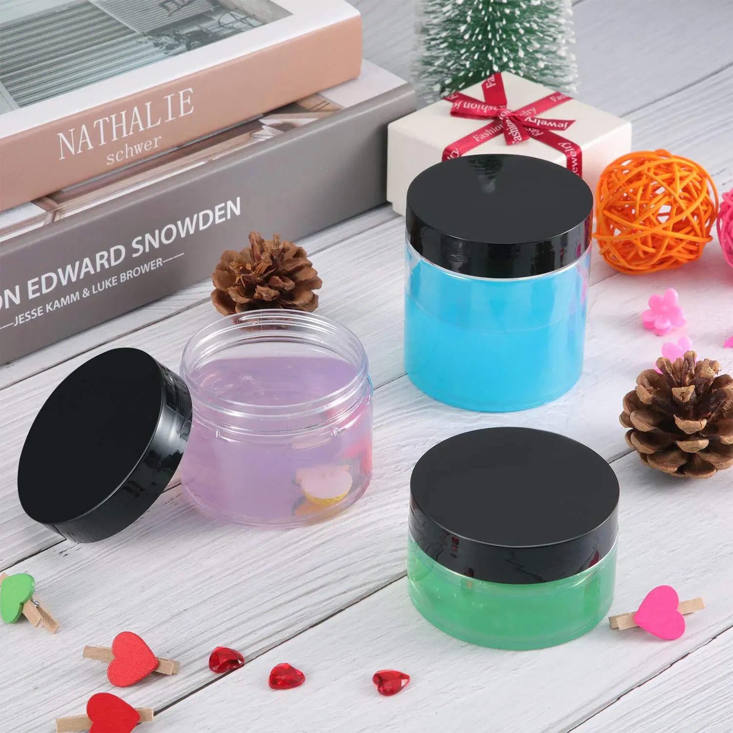 6/12/24 Pieces Empty Clear Plastic Jars with Lids Round Storage Containers Wide-Mouth for Beauty Product Cosmetic Cream Lotion
