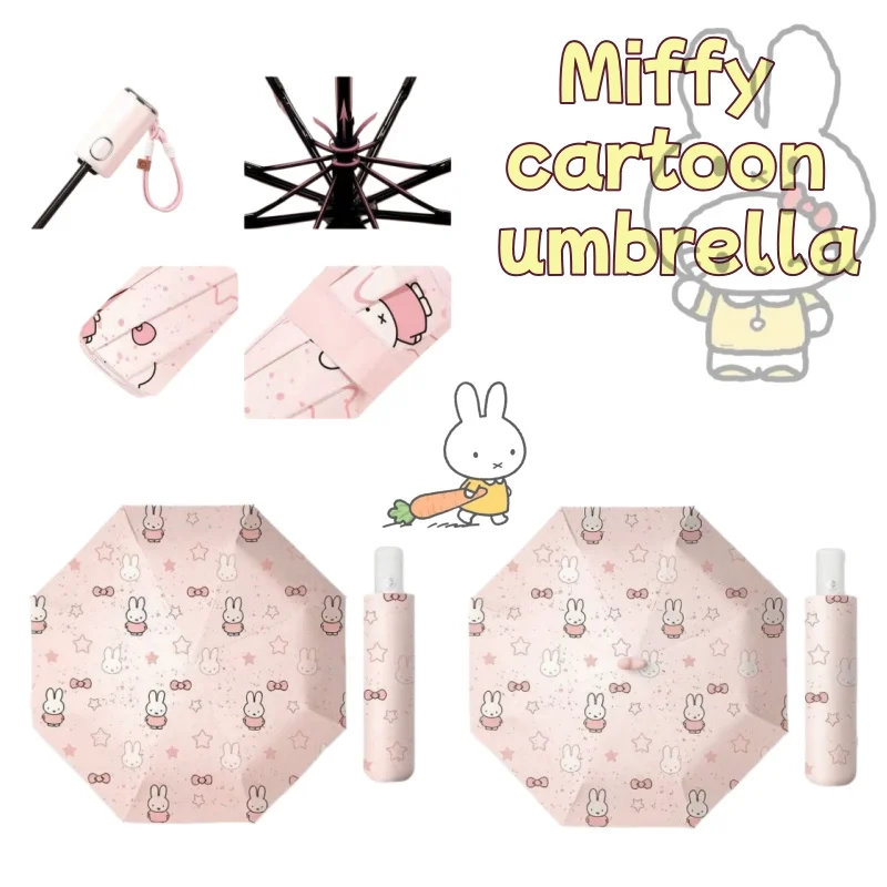 

Miffy Rabbit Cartoon Children's Umbrella Cute Girl High Beauty Umbrella Male Student Automatic Rain and Rain Dual Use Cute Pink