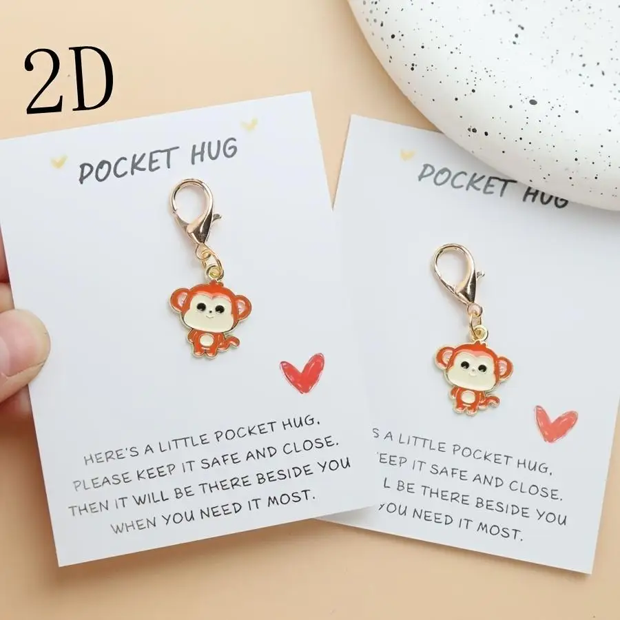 1/5/10/20/50/100pcs of Cute Monkey Keychain, Pocket Hug Greeting Card Thank You, Thank You for The Company Gift, Cute Little Mon