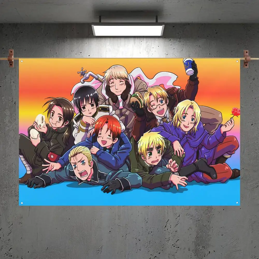 H-Hetalia W-World Stars Flag Room Bedroom Home&Outdoor Wall Hanging Concert Printed Background Decoration Art Banner