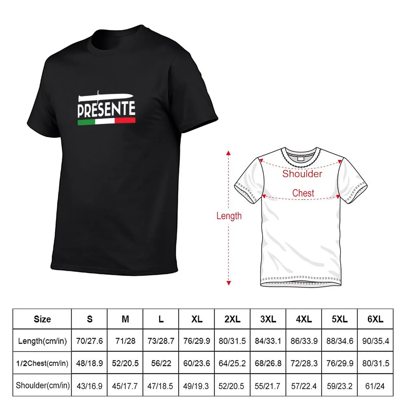 PRESENTE (arditi tribute) black version T-Shirt summer tops Aesthetic clothing mens graphic t-shirts