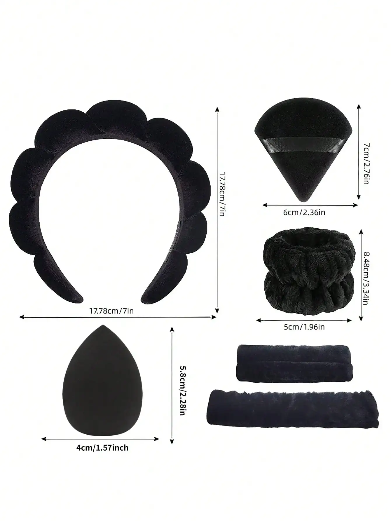 7 Pcs Pink Spa Skincare Set Puffy Cloud Headband Wrist Towels Makeup Sponge Triangle Powder Puff Facial Washing Hair Accessories