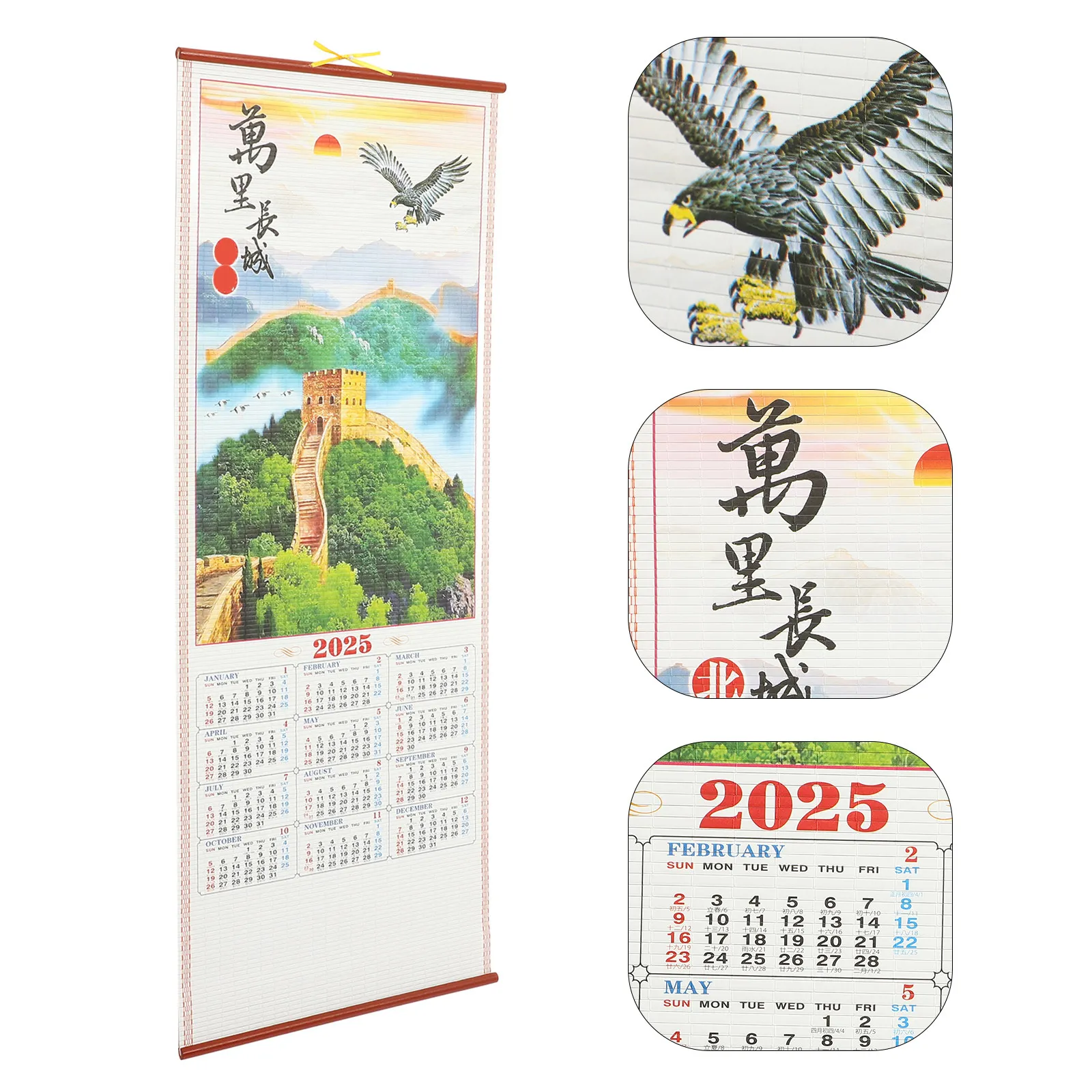

Chinese Snake Year Hanging Scroll Calendar 2025 Lightweight Space Saving Wall Decor for Office Home Study Daily Planning Elegant