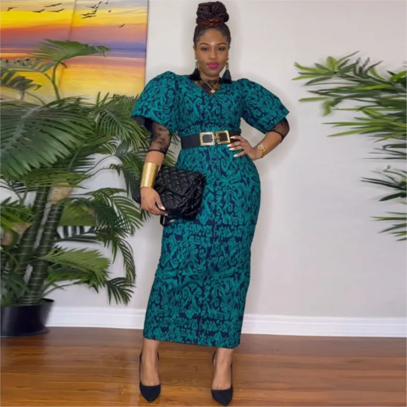 Robe Africaine Femme Slim Evening Long Sexy Printed Lace Dress New Arrival Spring African Dresses For Women Maxi Elegant Party