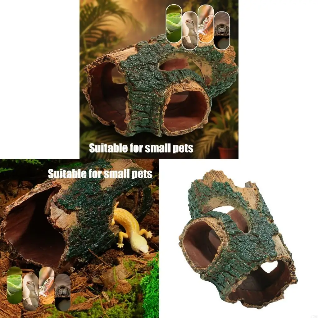 37ME Simulation Tree Trunk Shelter Place for Reptiles Tanks Ornament with Climbing Area And Hideouts Caves Fishtanks Decoration