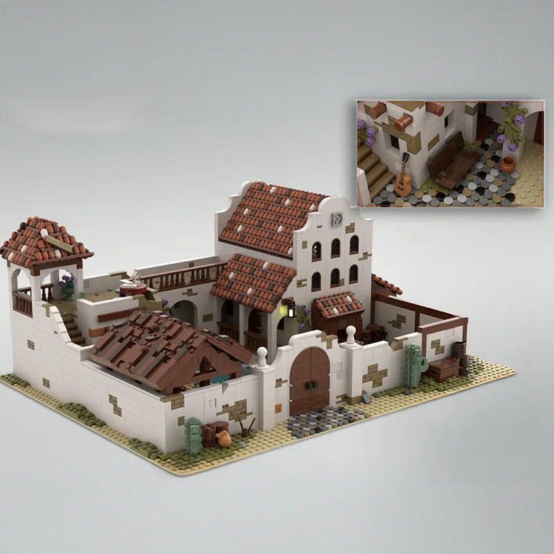 3583 elementy MOC Egzotyczna Architektura Stare Miasto Meksykańska Willa Styl Ameryki Łacińskiej Projekt DIY Model Klocki Urodzinowe Zabawki Prezent