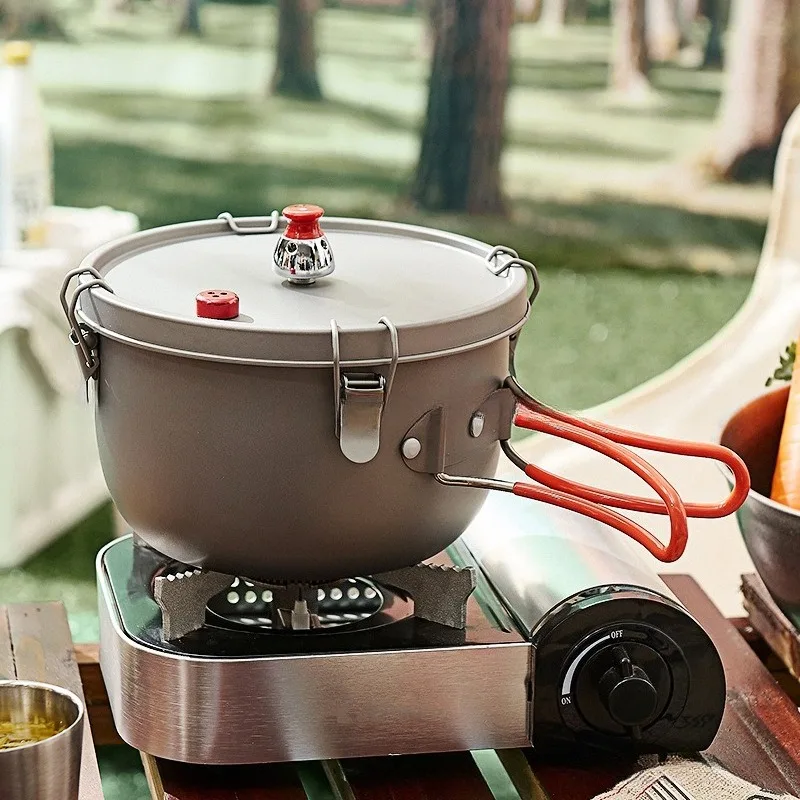Pure Titanium Micro Pressure Cooker Portable Camping Pot Folding Handle Outdoor Hiking Backpacking High Altitude Travel Cookware