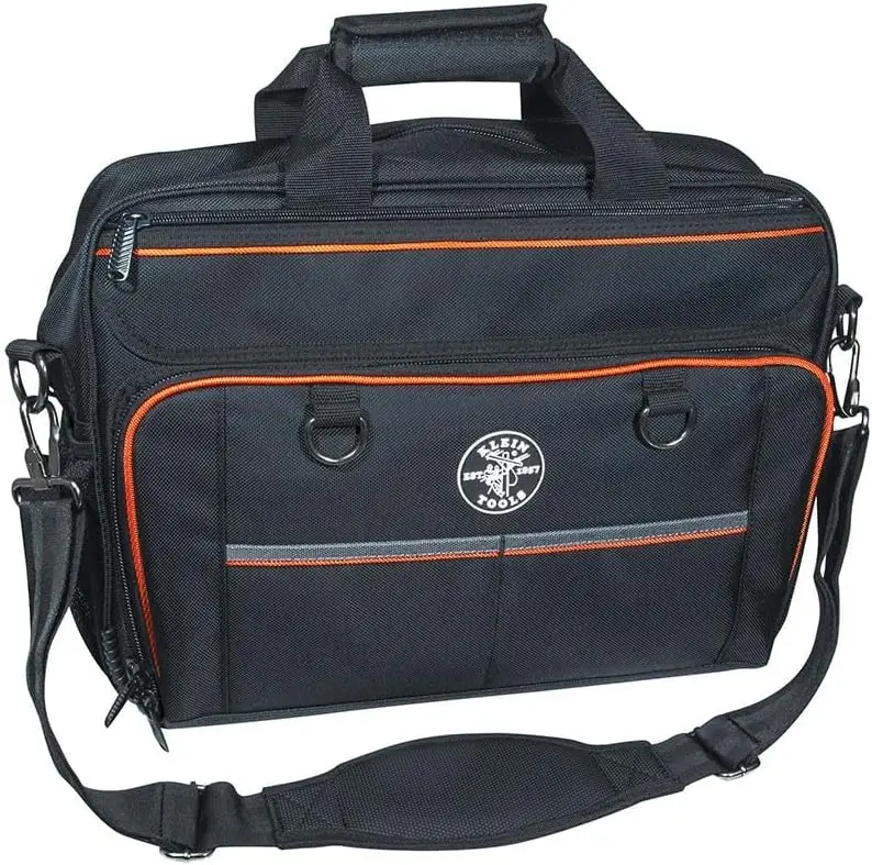 55M Tool Bag, Tradesman Pro Tech Bag With Laptop Pocket, Black And Orange