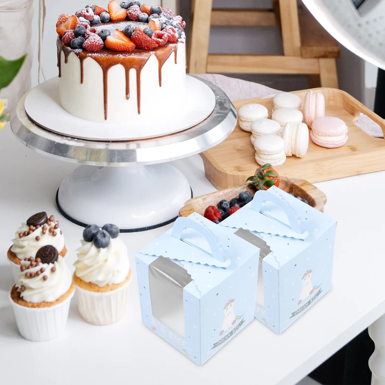 50Pcs Cake Boxes Premium Paper Muffin Cupcake Wrapping Boxes for Christmas Gifts Dessert Storage Bakery Packaging Box
